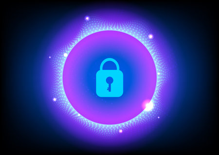 Padlock icon on blue background. Vector illustration. Eps 10.のイラスト素材