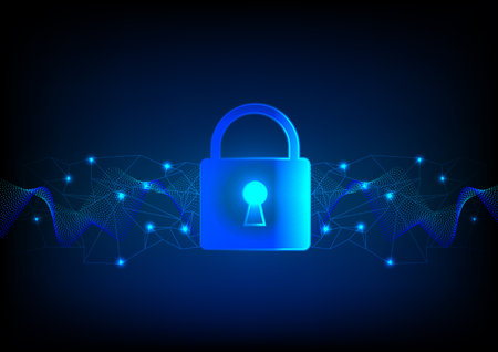 Cyber security concept. Digital data protection, information safety. Vector illustrationのイラスト素材