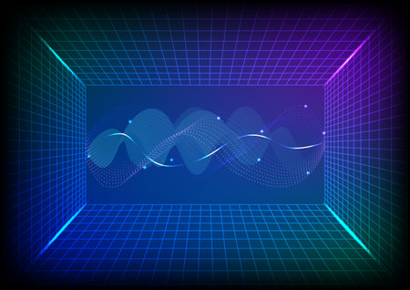 abstract background with blue and violet lines and grid, vector illustrationのイラスト素材