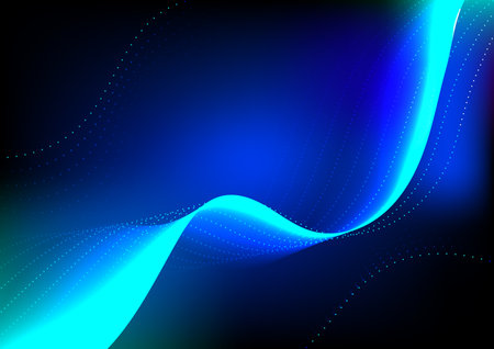 Abstract blue light wave on dark background. Vector illustration for your designのイラスト素材