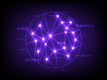 Concept of global technology and communication abstract background, cyberspace network. Modern illustration, futuristic earth, computer for business network, internet, innovation, planet, togeterness.のイラスト素材