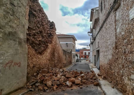 Collapse of an old stone house of Algimiaの写真素材
