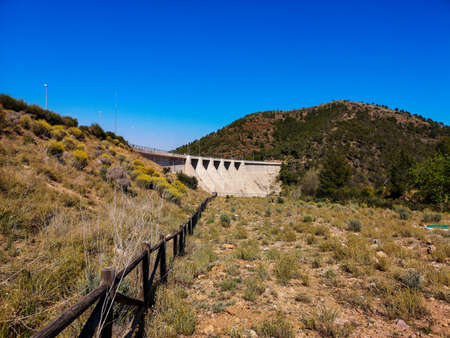 View of the Palancia River dam upon arrival in Algarの写真素材