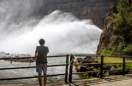 Pressurized water jet of a dam in Montanejosの写真素材