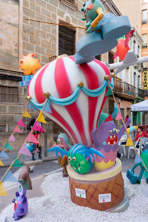 Burriana, Spain 10-10-2021: View of the Fallas dolls in the first celebration of this party in the...
