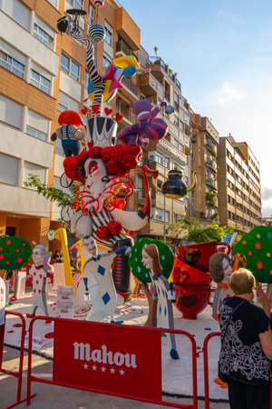 Burriana, Spain 10-10-2021: View of the Fallas dolls in the first celebration of this party in the new normalityのeditorial素材