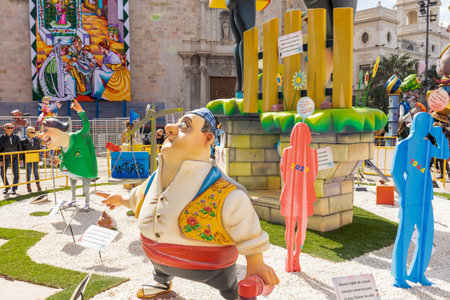 Burriana, Spain 18-03-2023: View of the sculpted monument for its exhibition and its burning in the Burriana fallas festivitiesのeditorial素材