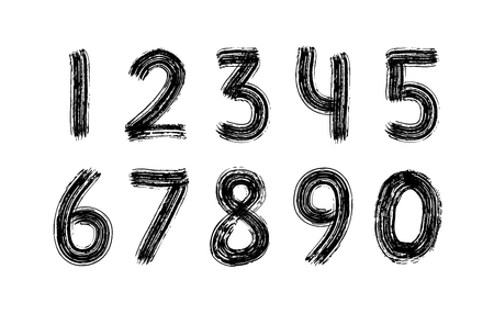 Digits set hand drawn with dry brushのイラスト素材