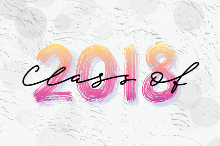 Class of 2018  Hand drawn brush lettering Graduation logo. Template for graduation design, party.のイラスト素材