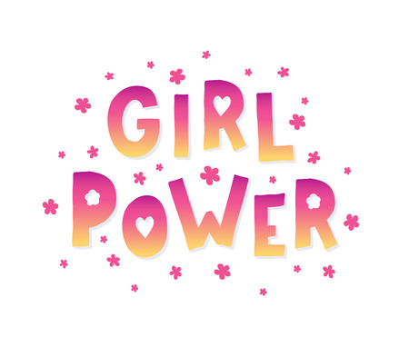 Girl Power Lettering with pink confetti.のイラスト素材