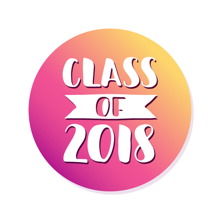 Class of 2018. Hand drawn brush lettering Graduation logo. Template for graduation design, party.のイラスト素材