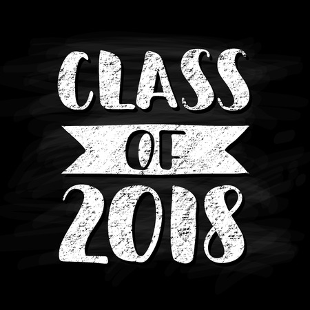 Class of 2018, Hand drawn brush lettering vector illustrationのイラスト素材