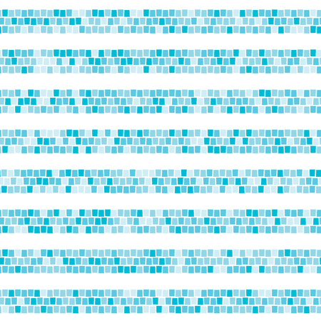 Blue abstract mosaic horizontal striped seamless pattern. Ceramic tile fragments endless texture Vector backgroundのイラスト素材