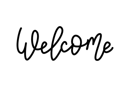 Welcome -  Hand Lettering word. Handwritten modern  typography sign.のイラスト素材
