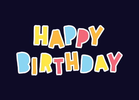 Happy birthday. Hand drawn Lettering card.のイラスト素材