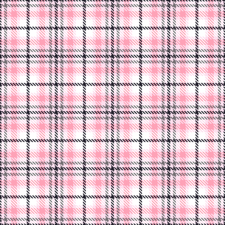 Pink tartan seamless vector patterns. Checkered plaid texture. Geometrical square background for fabricのイラスト素材