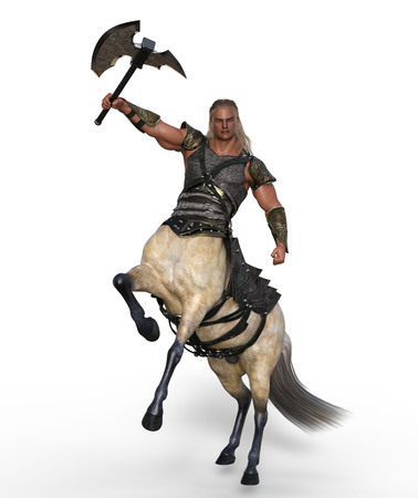 3D Render of Centaur with Axe and Armorの写真素材