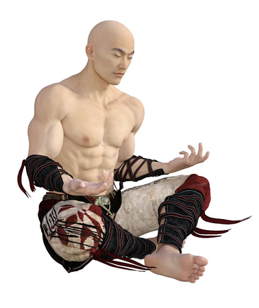 3D render of Asian Monk in Meditation Poseの写真素材