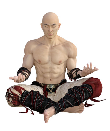 3D render of Asian Monk in Meditation Poseの写真素材