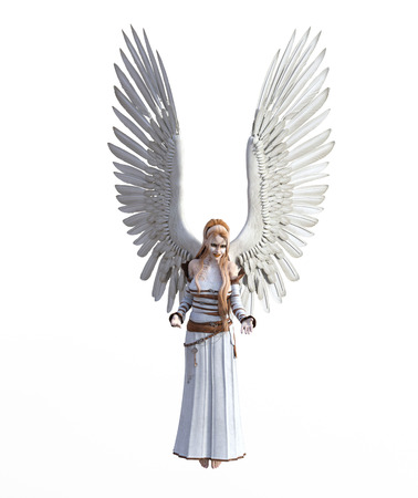 3D illustration of a female angelの写真素材