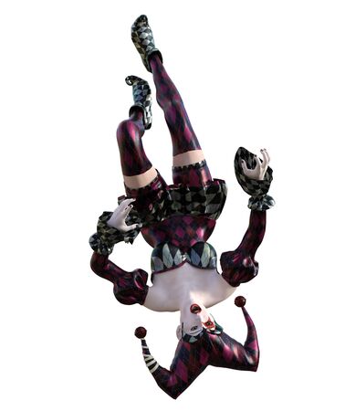 3D Illustration of a sexy female clown and jester with painted faceの写真素材