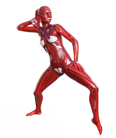 3D Illustration of a female cyborgの写真素材