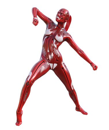 3D Illustration of a female cyborgの写真素材
