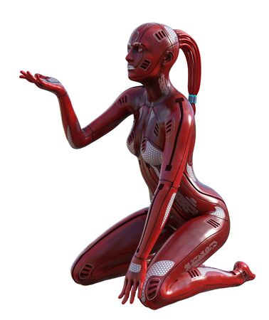 3D Illustration of a female cyborgの写真素材