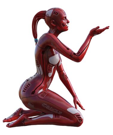 3D Illustration of a female cyborgの写真素材