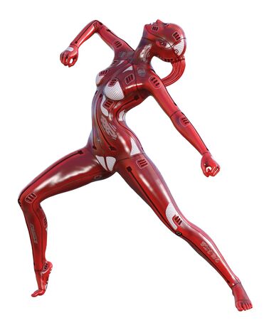 3D Illustration of a female cyborgの写真素材