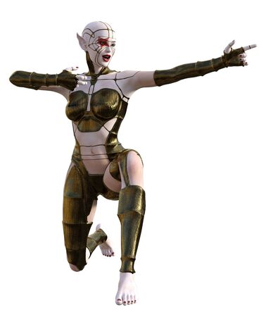3D Illustration of an elf warriorの写真素材