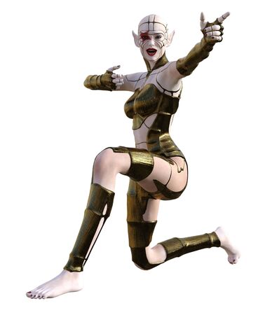 3D Illustration of an elf warriorの写真素材