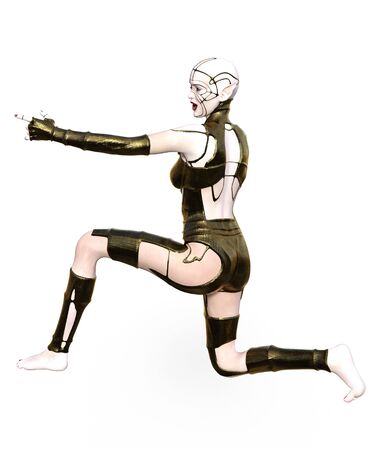 3D Illustration of an elf warriorの写真素材
