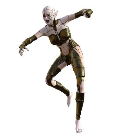 3D Illustration of an elf warriorの写真素材