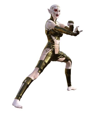 3D Illustration of an elf warriorの写真素材