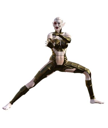 3D Illustration of an elf warriorの写真素材