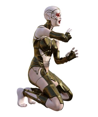 3D Illustration of an elf warriorの写真素材