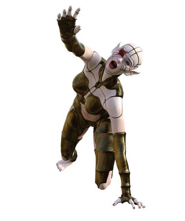 3D Illustration of an elf warriorの写真素材