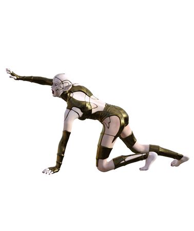 3D Illustration of a female cyborgの写真素材