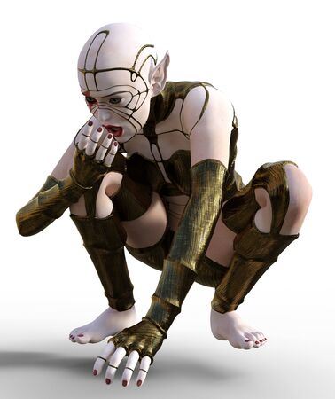 3D Illustration of a female cyborgの写真素材