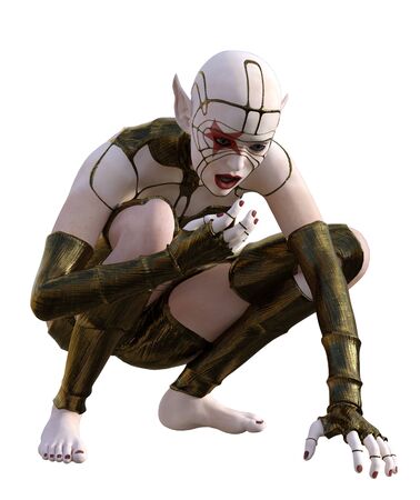 3D Illustration of a female cyborgの写真素材