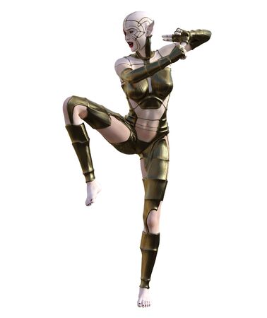 3D Illustration of a female cyborgの写真素材