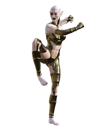3D Illustration of a female cyborgの写真素材