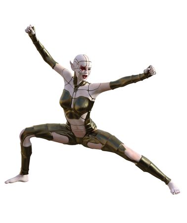 3D Illustration of a female cyborgの写真素材