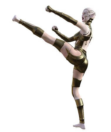 3D Illustration of a female cyborgの写真素材