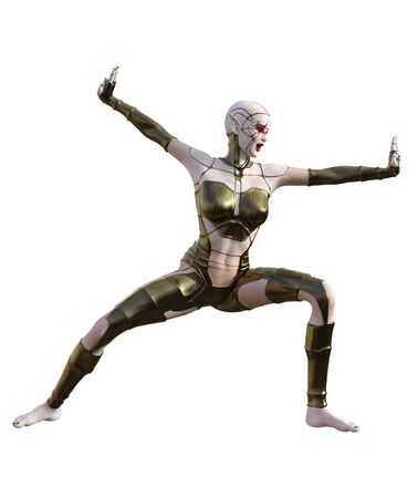 3D Illustration of a female cyborgの写真素材