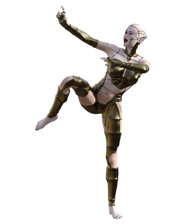 3D Illustration of a female cyborgの写真素材