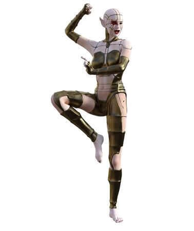 3D Illustration of a female cyborgの写真素材