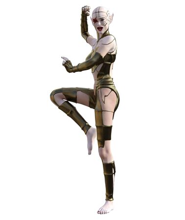 3D Illustration of a female cyborgの写真素材