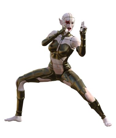 3D Illustration of a female cyborgの写真素材